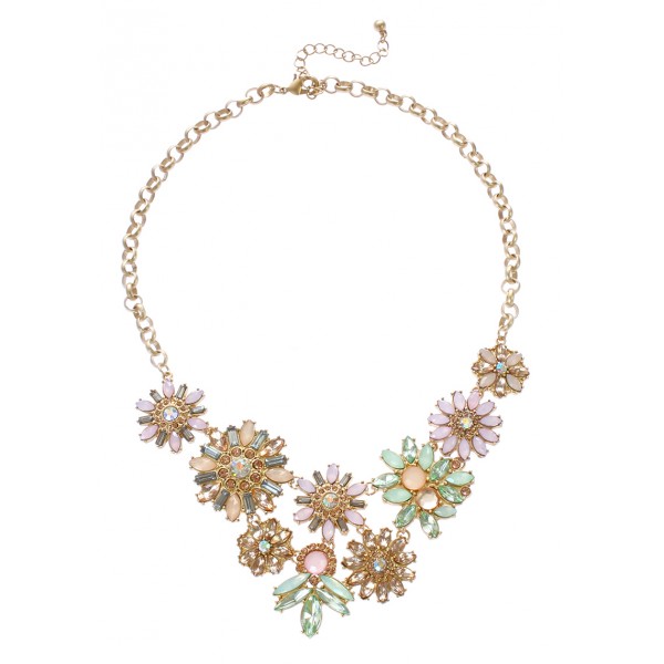 Isa Peach Pastel Flower Bouquet Necklace